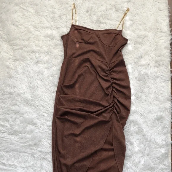 Cider Brown Ruched Dress - Picture 3 of 5